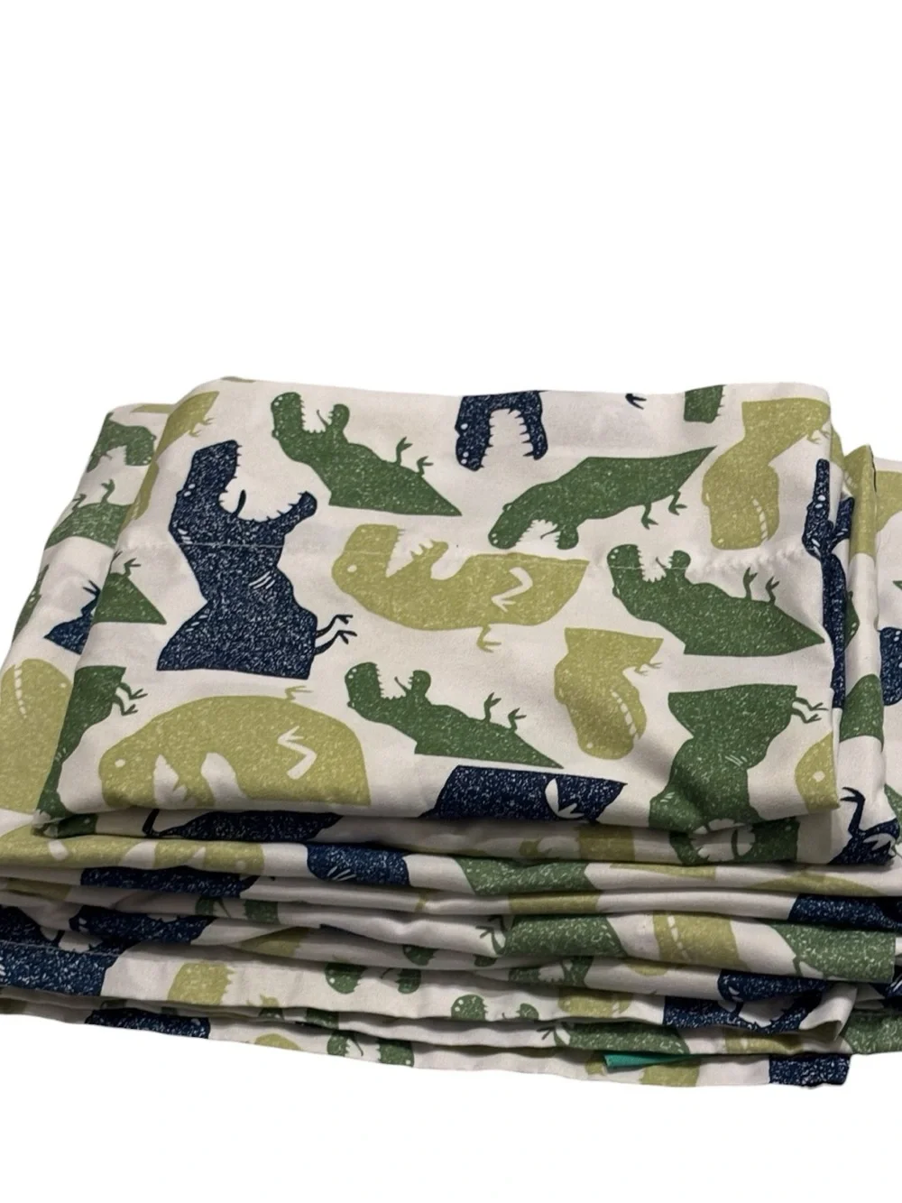 2 Pc Pillowfort Colossal Chomp Queen Full Flat Sheet & Standard Pillowcase Green